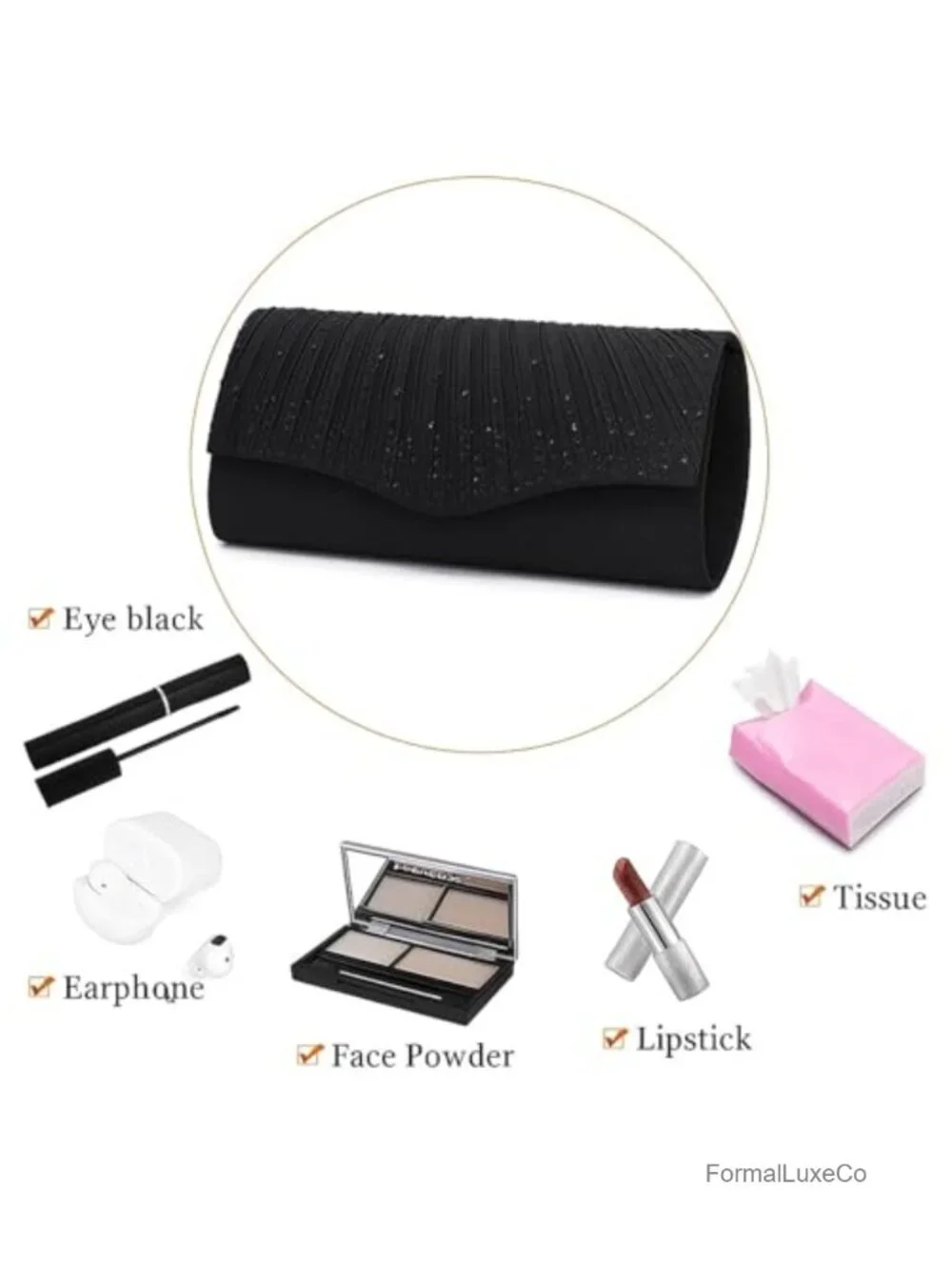 Rhinestone Envelope Clutch with Detachable Chain Evening Bag